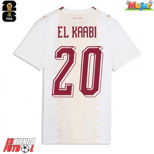 Marruecos Ayoub El Kaabi #20 Segunda Equipación Mujer Mundial 2026 Manga Corta